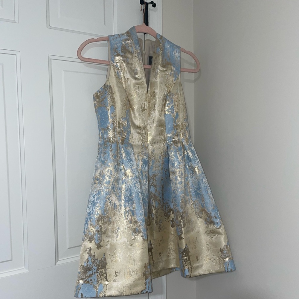 Vince Camuto Gold and Blue Midi Dress